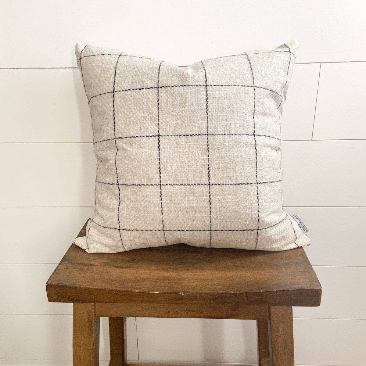 Ivory Window Pane Woven Pillow 18x18 inches