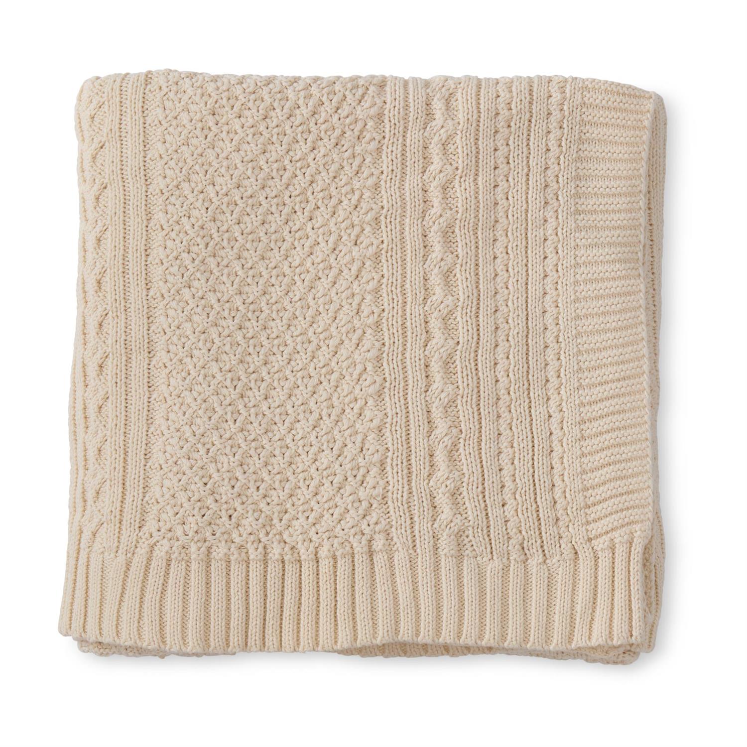 Natural Cream Cable Knit Cottom Throw Blanket