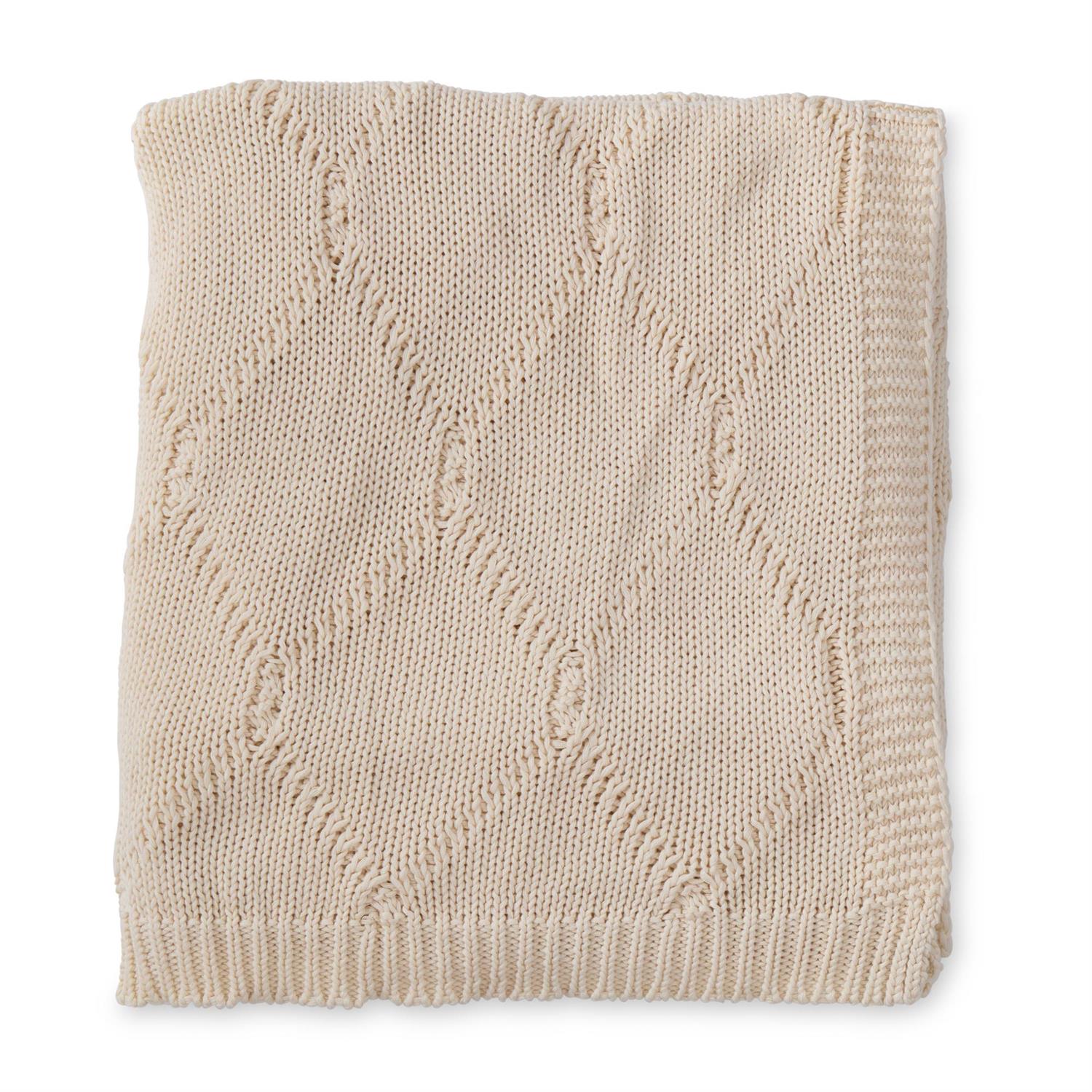 Cream Diamond Knit Throw Blanket