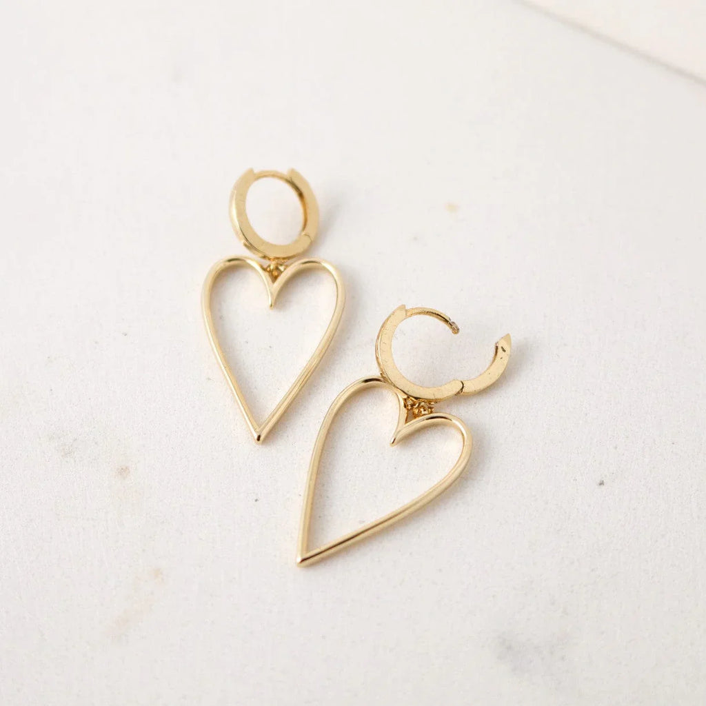 Lovestruck Heart Hoop Gold Earrings Pair