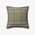 Avalon Olive Plaid Square Flange Pillow by Loloi