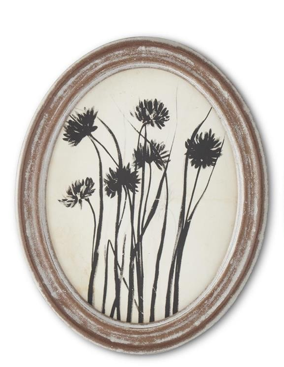 Oval Black & White Botanical Print