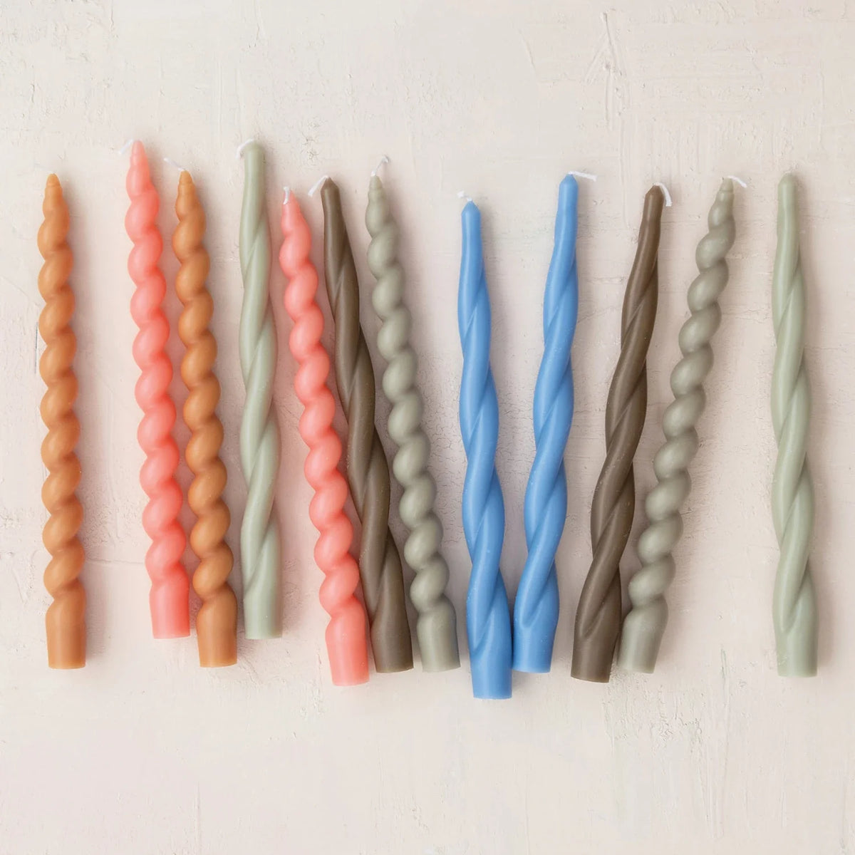 Pair of Unscented Twisted Taper Candles | Grey