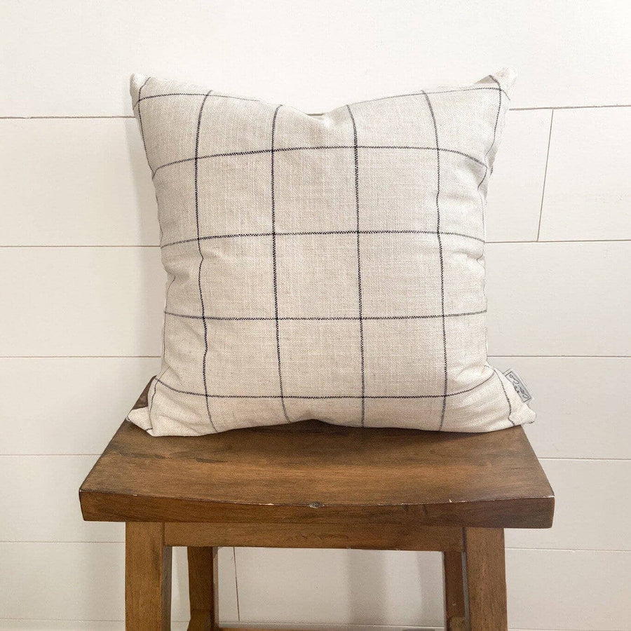 Ivory Window Pane Woven Pillow 18x18 inches