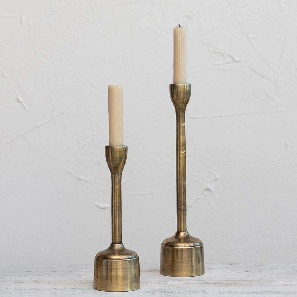 Cast Aluminum Taper Antique Holders, Set of 2