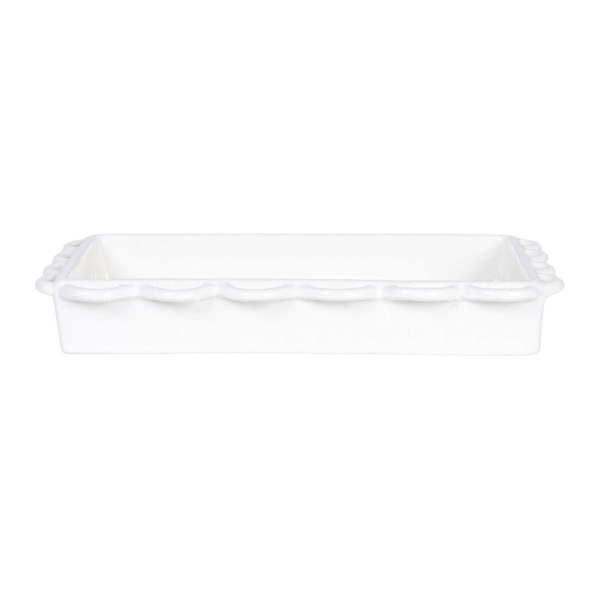 Decorative Scalloped Stoneware Napkin Holder | White