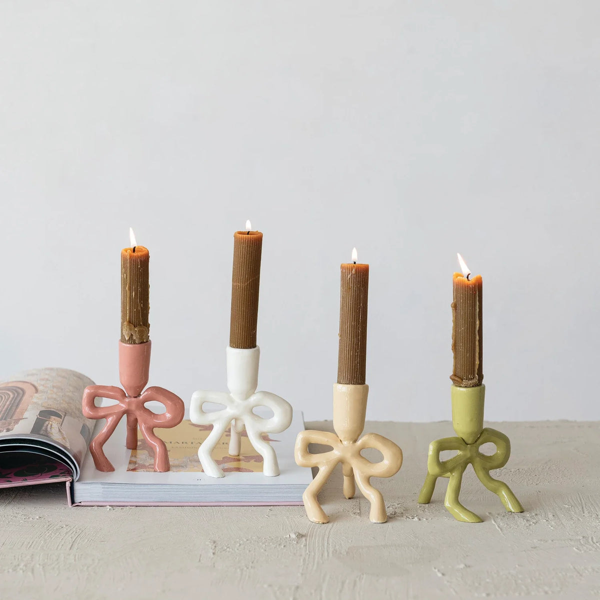 Bow Shaped Taper Holder | Enameled Cast Aluminum