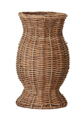 Hand-Woven Rattan Vase with Removable Glass Insert