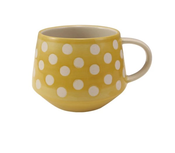 Hand-Painted Stoneware Mug with Dots