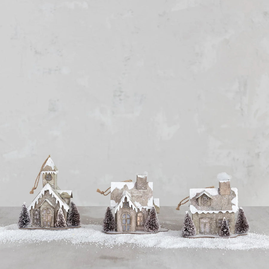 Paper House w/ Faux Trees & LED Light