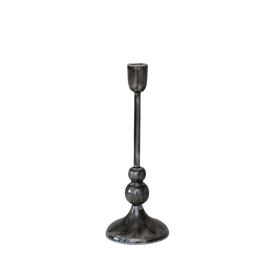 Enameled Black Smoky Finish Aluminum Taper Holder