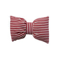 Cotton Velvet Bow Shaped Red Striped Lumbar Pillow